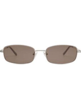 SOJOS Small Unisex Rectangle Sunglasses Retro 80s Chic Narrow Silver/Brown